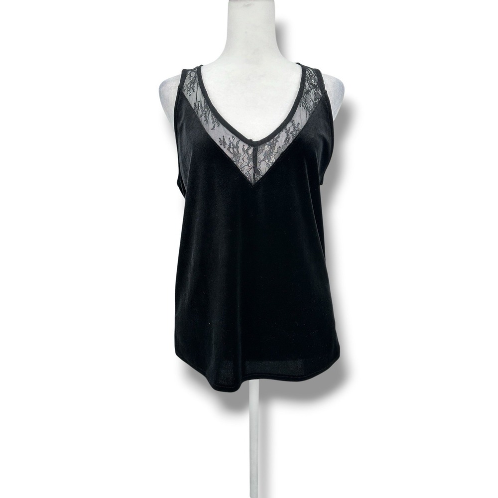 Abercrombie & Fitch Women's Cami Tank Top Size XS Black Velvet Lace Y2K Goth‎